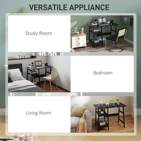 HOMCOM Compact Computer Desk with Storage Shelves, Study Table with Bookshelf, PC Table Workstation for Home Office, Study, Easy Assembly, 106 x 51cm, Black