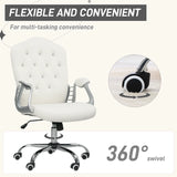 Vinsetto Velvet-Feel Work Chair, with Diamante Back - Cream