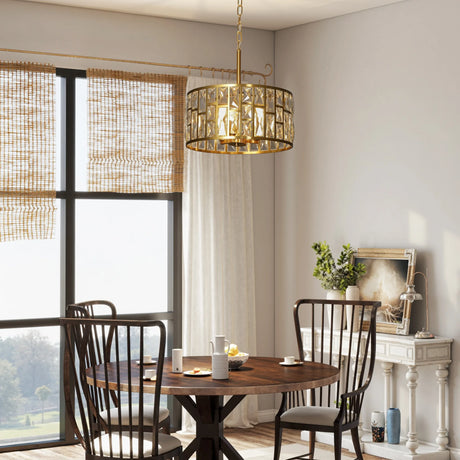 HOMCOM 72 Glass Crystallite Chandelier - Gold-Tone