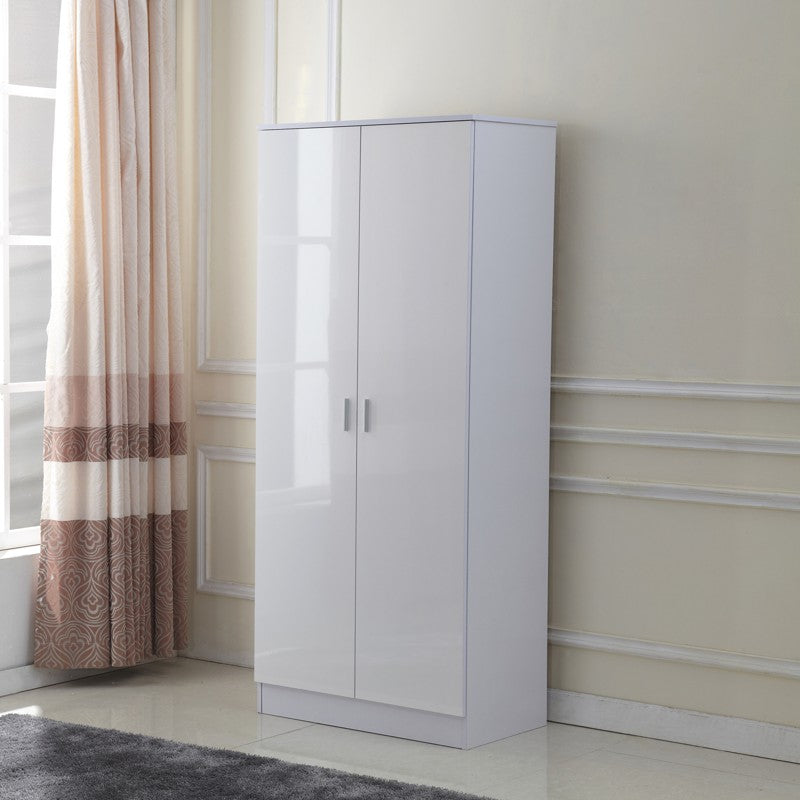 HOMCOM High Gloss 3 Piece Trio Bedroom Furniture Set Wardrobe + Chest Of Drawer + Bedside White