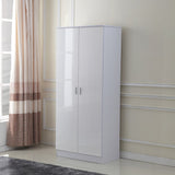 HOMCOM High Gloss 3 Piece Trio Bedroom Furniture Set Wardrobe + Chest Of Drawer + Bedside White