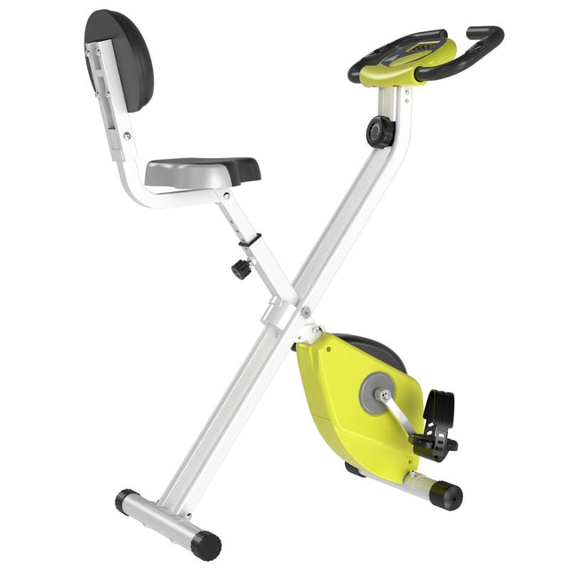 HOMCOM Exercise Bike Fitness Bicycle Indoor trainer Foldable 8-level Magnetic Resistance Adjustable w/LCD Monitor Pulse Sensor, Yellow