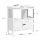 kleankin Pedestal Under Sink Cabinet with Double Doors, Modern Bathroom Vanity Storage Unit with Shelves, White