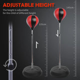 HOMCOM Training Boxing Punch Ball Set 125-145H x 43cm with Gloves Air Pump, 4-Position Adjustable Height Freestanding Boxing Speed Ball for Teenagers Exercise Training
