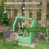 Outsunny 61 x 61cm Garden Planter Bed, with Mini Greenhouse - Green and Silver