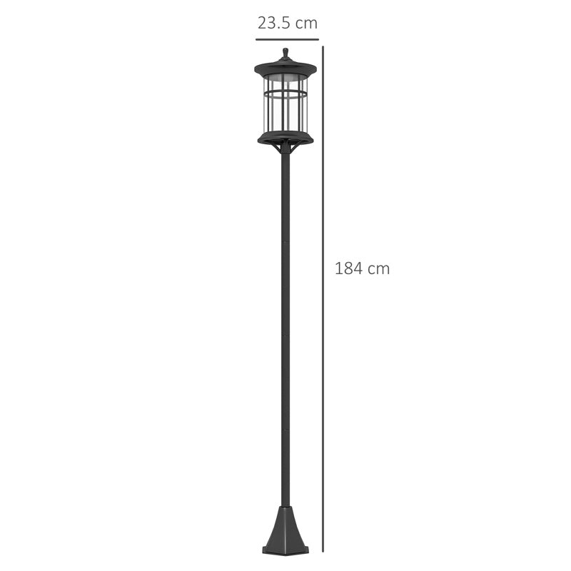 Outsunny Set of Two 1.8m Traditional Style Solar Lamp Posts - Black