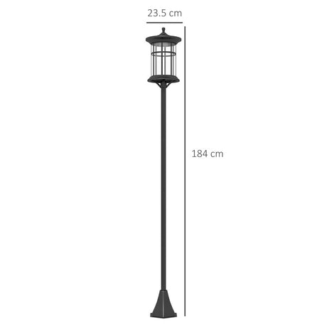 Outsunny Set of Two 1.8m Traditional Style Solar Lamp Posts - Black