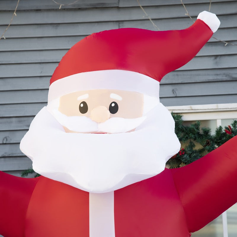 Outsunny 8ft Inflatable Christmas Santa Claus Holds Light Sign of Blessings, Blow-Up Outdoor LED Yard Display for Lawn Garden Party