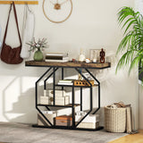 HOMCOM 4-Tier Industrial Console Table - Rustic Brown