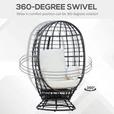Outsunny 360 Swivel Egg Chair, Garden Rattan Swivel Chair with Thickened Cushion and Pillow, 150 KG Capacity for Indoor Outdoor, Balcony, Patio, Black