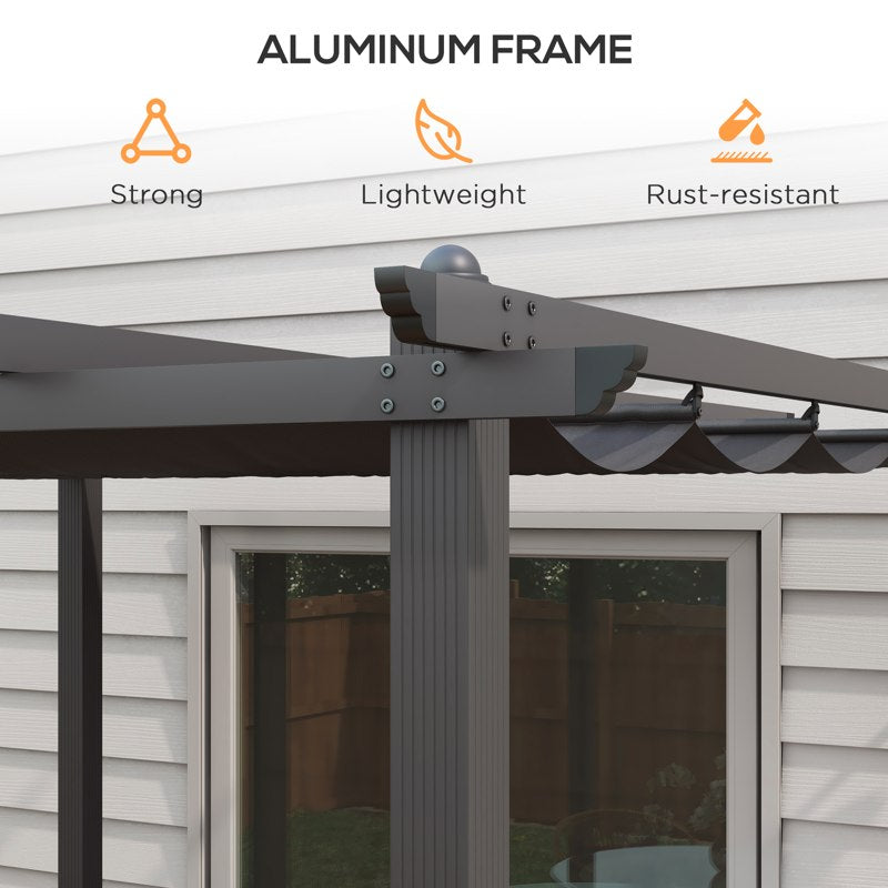 Outsunny 3 x 3m Aluminium Pergola, with Retractable Roof - Dark Grey