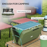 Outsunny Metal Suitable-Style Portable BBQ Grill - Green