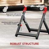 HOMCOM Foldable Motorcycle Wheel Balancer Truing Stand with Spoke Wrench, Steel Bike Tyre Rim Balancing Stand with Aluminium Shaft, Fits Wheels up to 23" in Diameter, 5" in Width, Black