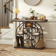 HOMCOM Industrial Console Table with Storage Shelves - Rustic Brown