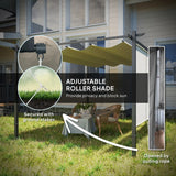 Outsunny 3 x 4m Metal Pergola with Retractable Roof and Roller Shade, Wall-Mounted or Free Standing Garden Gazebo Canopy Pergola Kit, UPF30+ Outdoor Sun Shade Shelter, Beige