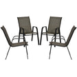 Outsunny Set of Four Stackable Mesh Seat Chairs - Mixed Brown