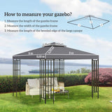 Outsunny 3(m) Gazebo Top Cover Double Tier Canopy Replacement Pavilion Roof Deep Grey