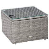 Outsunny 3 Pieces Outdoor PE Rattan Sofa Set, Patio Wicker Conversation Chaise Lounge Furniture w/ Tempered Glass Table-top & Soft Padded Cushion for Garden, Backyard, Lawn, Grey