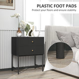 HOMCOM Elegant Two-Drawer Bedside Table - Black