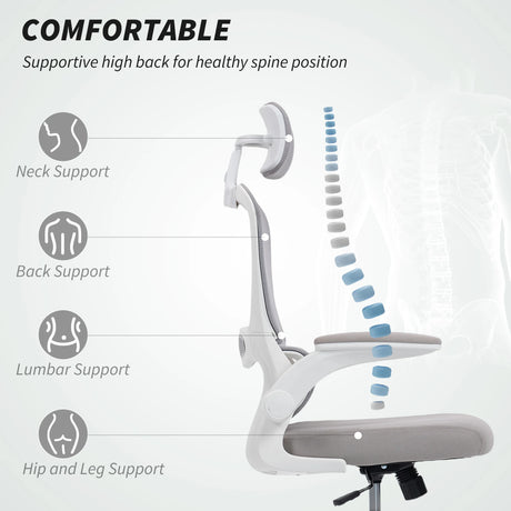 HOMCOM Mesh Back Office Chair, with Lumbar Support - Grey