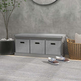 HOMCOM Three-Drawer Shoe Storage Bench, with Padded Top Seat - Grey