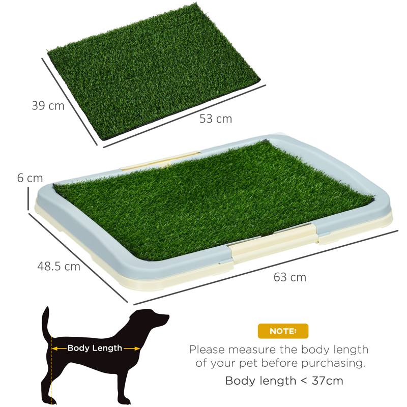 PawHut Puppy Training Pad, Indoor Portable Puppy Pad, with Artificial Grass, Grid, Panel, Tray, 63 x 48.5cm