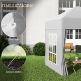 Outsunny 2 x 2 m Garden Pop Up Gazebo, Wedding Party Tent Marquee, Water Resistant Awning Canopy with Sidewalls, Windows, Carry Bag, White
