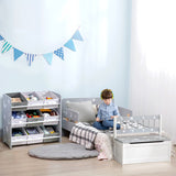 ZONEKIZ Kids Storage Rack, with Nine Removable Baskets, for Nursery, Bedroom, Playroom - Grey