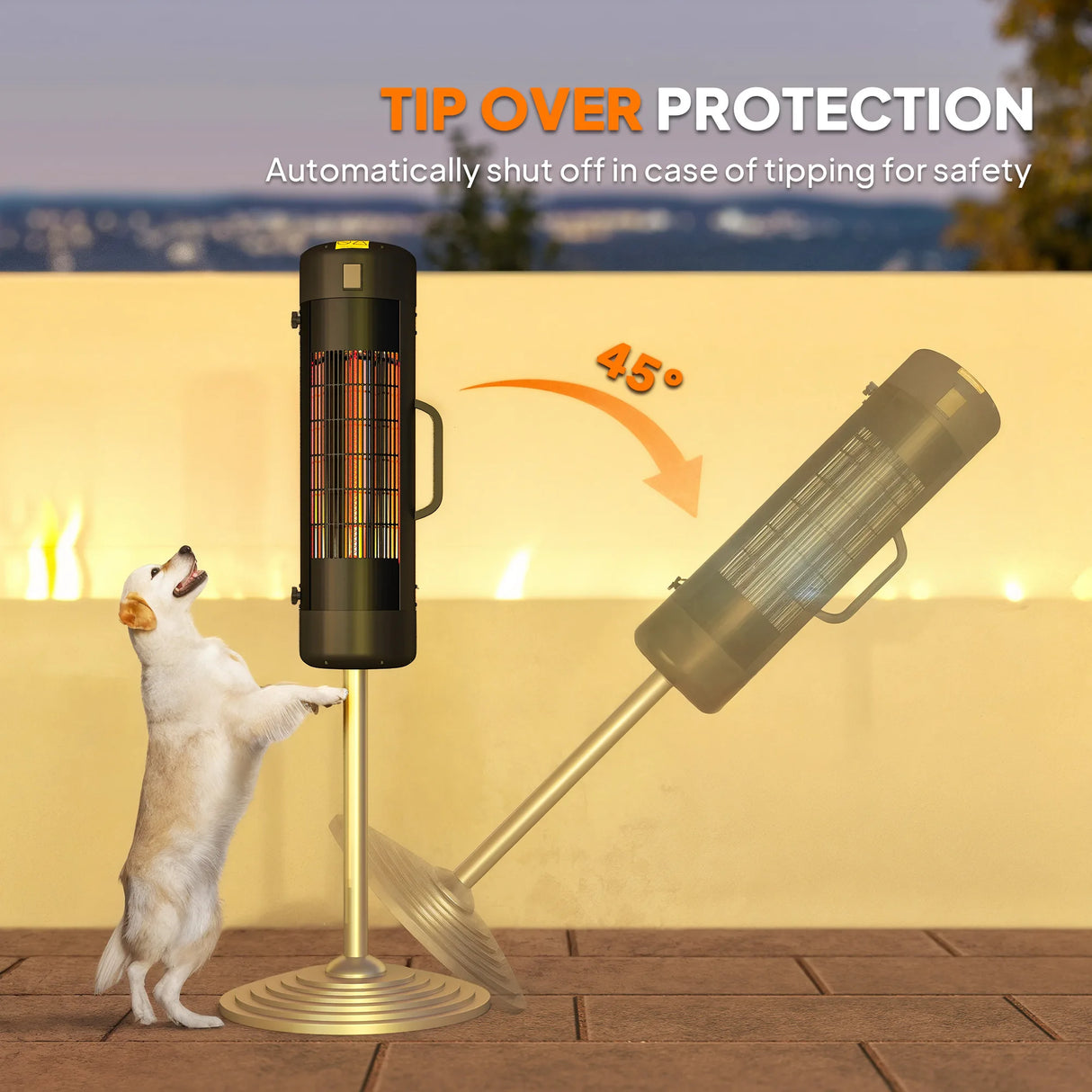 Outsunny Electric Umbrella Parasol Mounted Patio Heater for 25-70 mm Poles, 2000 W Outdoor Garden Heater with 2 Heat Setting, 6  Coverage, Tip-Over Protection, Black