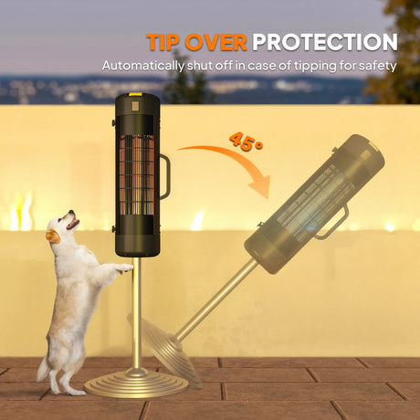 Outsunny Electric Umbrella Parasol Mounted Patio Heater for 25-70 mm Poles, 2000 W Outdoor Garden Heater with 2 Heat Setting, 6  Coverage, Tip-Over Protection, Black