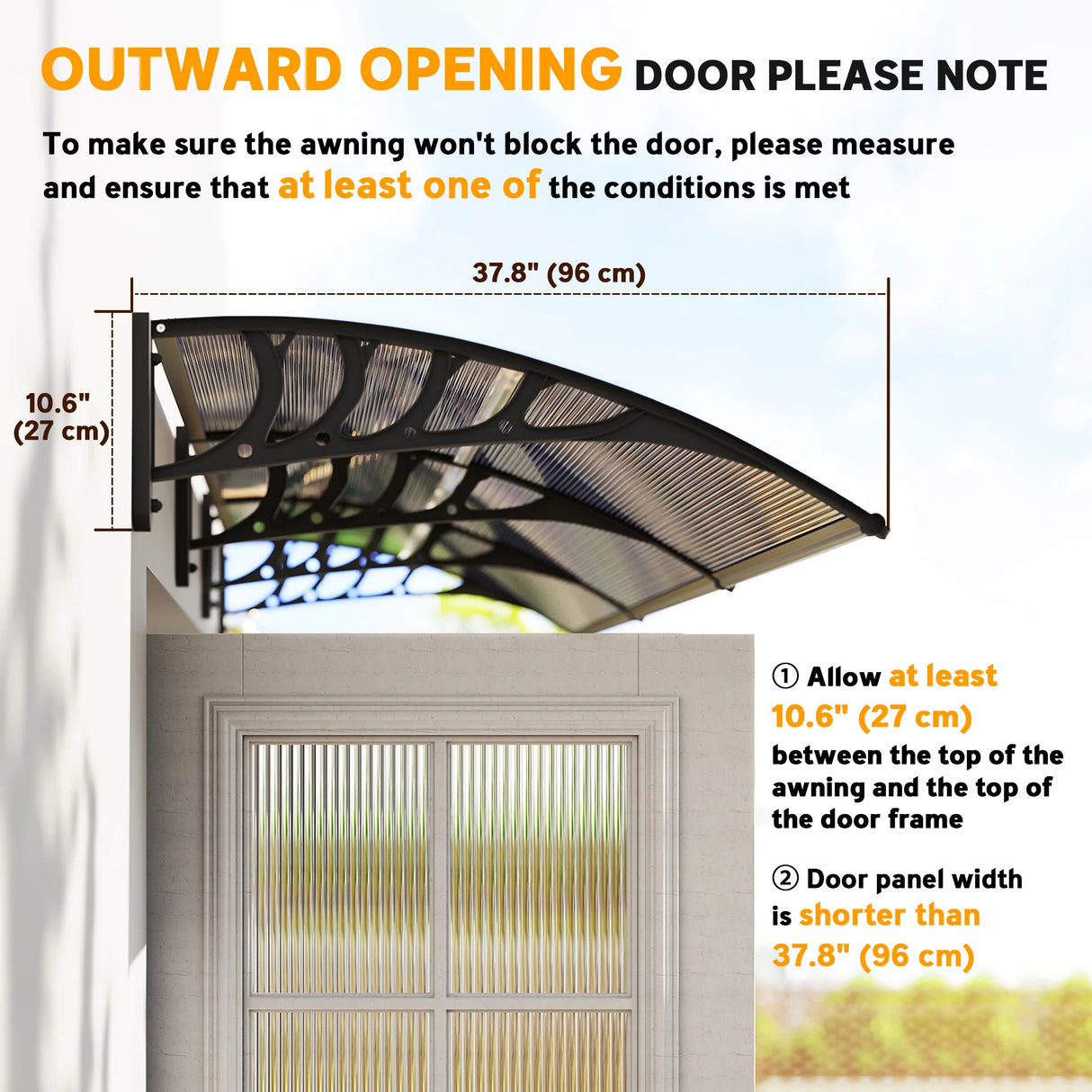 Outsunny Front Door Canopy, Outdoor Awning, Rain Shelter, 303 x 96cm , Brown