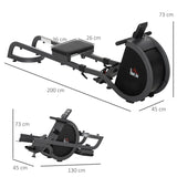 HOMCOM Folding Rowing Machine with 16-Level Adjustable Magnetic Resistance, Aluminium Side Rail, Digital Monitor, Cardio Workout Rower, for Home, Gym, Office