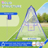 Outsunny Three-In-One Kids Metal Swing Set with Swing, Glider, Rocking Chair Swing, for Ages 3+ years - Orange and Blue