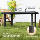 Outsunny Metal Garden Coffee Table, Outdoor Side Table with SPC Woodgrain Tabletop for Outside, Garden, Balcony, Porch, 100 x 53 x 46cm, Grey
