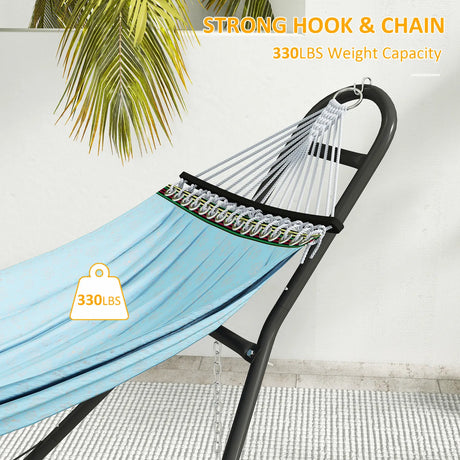 Outsunny 9ft Hammock Stand Adjustable Hammock Frame with Non-Slip Feet for Indoor Outdoor, 250 kg Capacity, Black