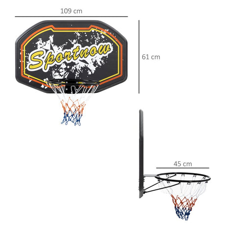 SPORTNOW Wall Mounted Basketball Hoop, Mini Basketball Hoop and Backboard Set for Teenagers and Adults, Outdoors and Indoors Door and Wall Use, Red and Yellow