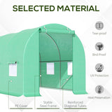 Outsunny 4.5m x 2m x 2m Walk-in Tunnel Greenhouse Garden Plant Growing House with Door and Ventilation Window, Green