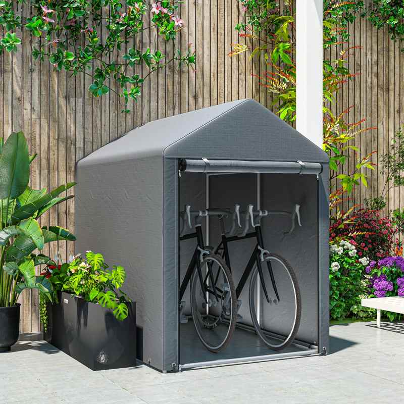 Outsunny 179 x 120cm Temporary Garden Shed, with Accessories - Dark Grey