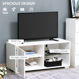 HOMCOM High Gloss TV Stand Storage Cabinet with 2 Shelves for Living Room Home Furniture White