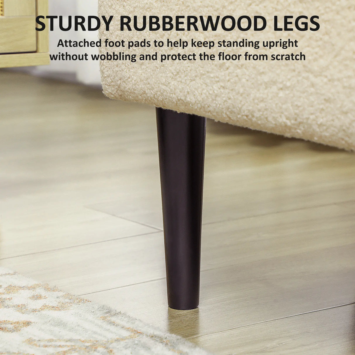 HOMCOM 57L Teddy Fleece Storage Ottoman - Cream