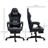 Vinsetto Computer Gaming Chair with Footrest, Video Gaming Chair for Adults with 130° Reclining Back, Desk Chair with Lumbar Support and Adjustable Height, Black