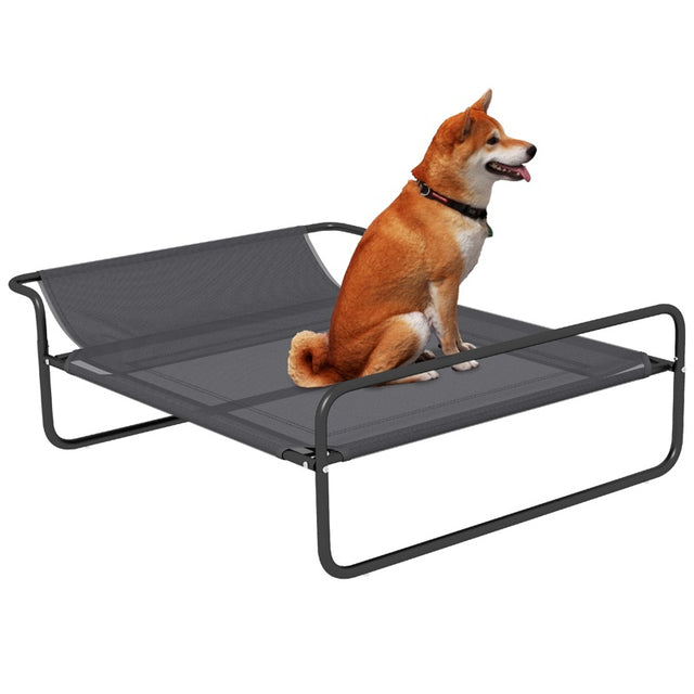 PawHut Raised Pet Bed with Slope Headrest, Washable Breathable Mesh, Foot Pads, for Medium Dogs, 106 x 81 x 33cm