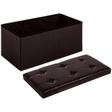 HOMCOM Folding Faux Leather Storage Cube Ottoman Bench Seat PU Rectangular Footrest Stool Box (Brown)