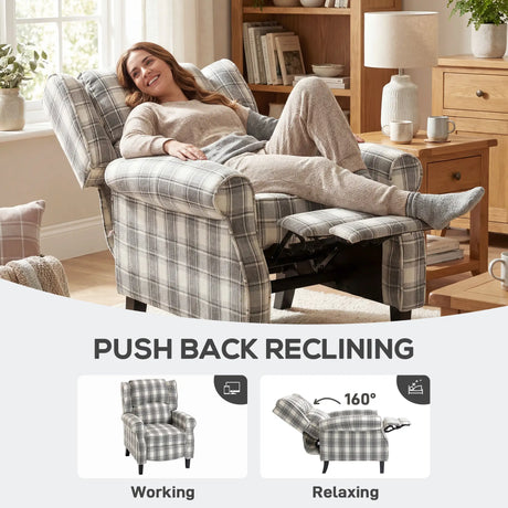 HOMCOM 160 Reclining Armchair, with Footrest - Grey and White