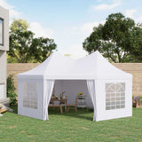 Outsunny 6.8x5M Octagonal Marquee Gazebo, Heavy Duty Wedding Party Tent with Sides and Doors, White