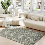 HOMCOM UV Resistant Indoor & Outdoor Area Rug, Easy-Cleaning Machine Washable Rug with Geometric Pattern for Patio, Garden, Kitchen, Bathroom or Living Room, 170 x 120 cm, Grey