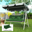 Outsunny Outdoor Seat Cushions Back Cushion with 2 Pillows, Water Repellent Seat Pads for 3-Seater Chair, Green
