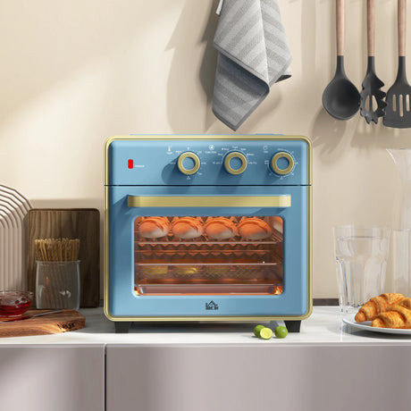 HOMCOM 20L 90-230 Mini Electric Oven - Blue