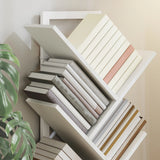 HOMCOM 9-Tier Tree Bookshelf, Industrial Free Standing Bookcase with Steel Frame, Display Storage White