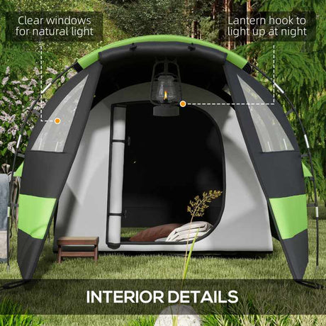 Outsunny Four Man, Two Room Blackout Tent, with Accessories - Black